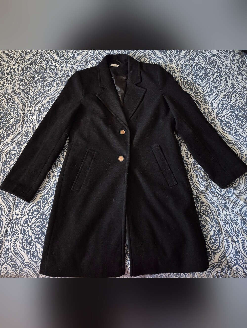 Ardene Black Single-Breasted Wool-Blend Pea Coat